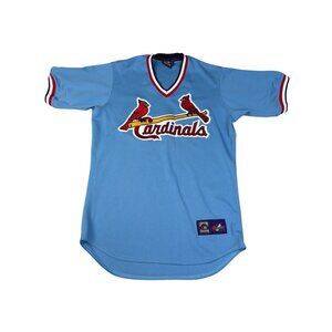 Vintage Cooperstown Majestic Cardinals Blue V-Neck Jersey M  MLB Baseball